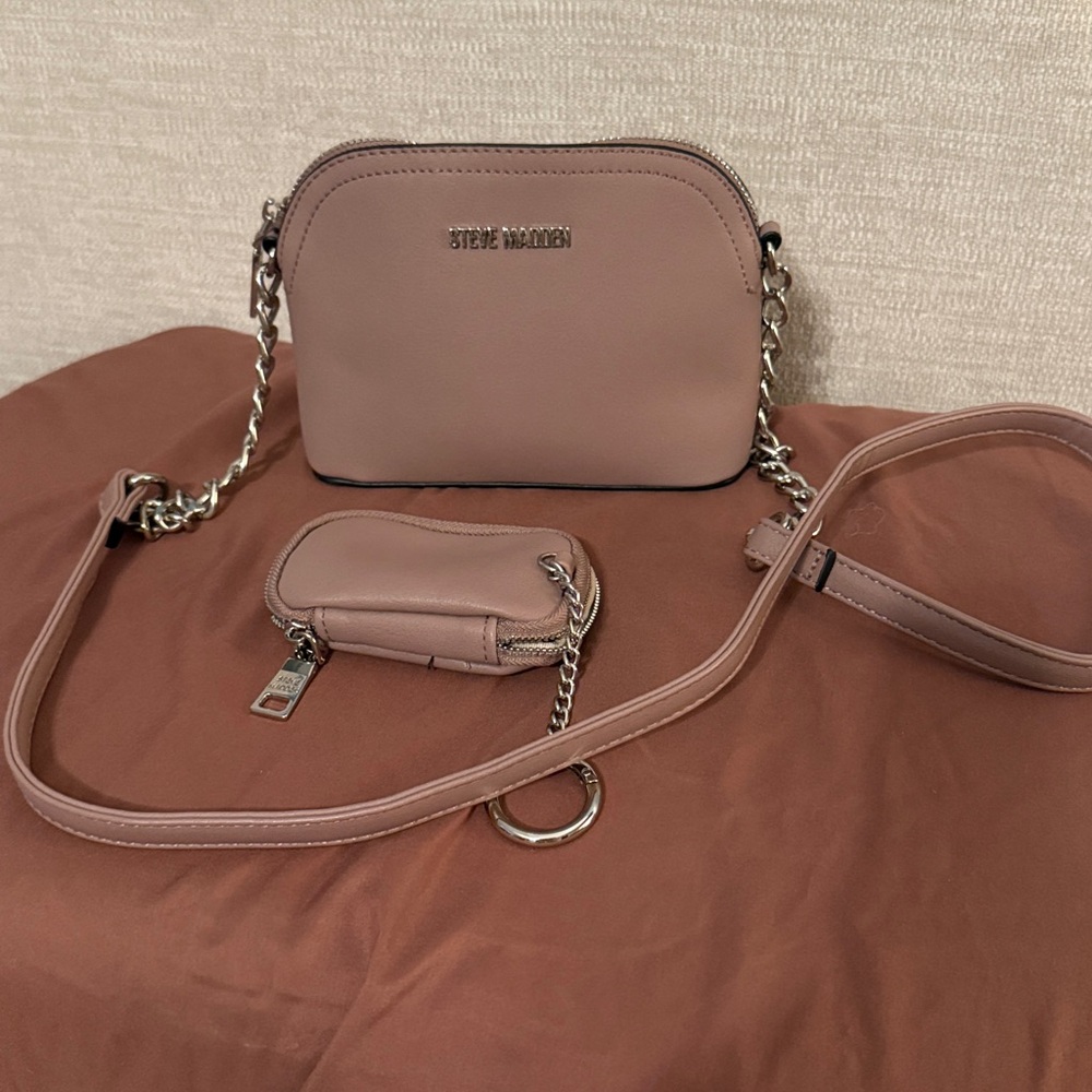 Steve Madden Blush Crossbody Bag plus small coin bag 7x 5 1/2 x3